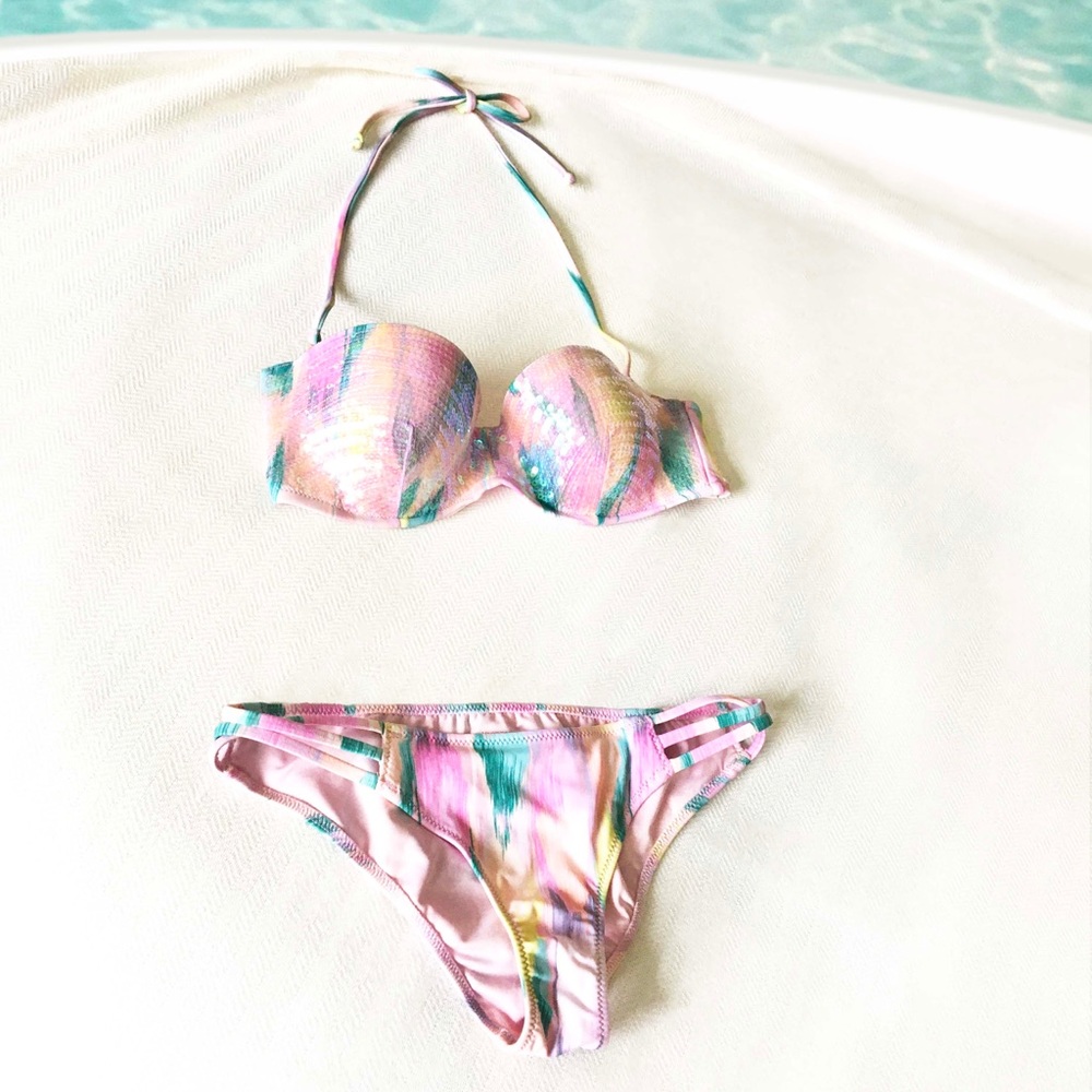 VICTORIA’S SECRET Multi-Colour & Sequin Bandeau Bikini  NWOT